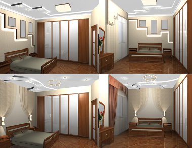 3d interior of the bedroom clipart