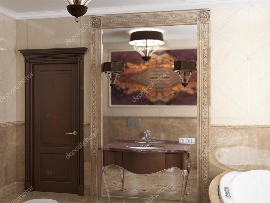 Interior the bathroom in classic style