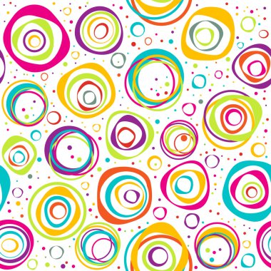 Seamless pattern with circles and dots on white background