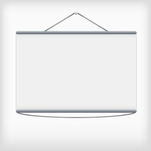 White projection screen hanging from wall — Stock Vector