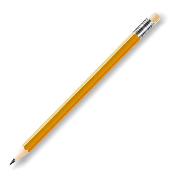 Vector lead pencil with yellow eraser isolated on white — Stock Vector