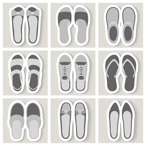 Set of nine woman shoes icons — Stock Vector