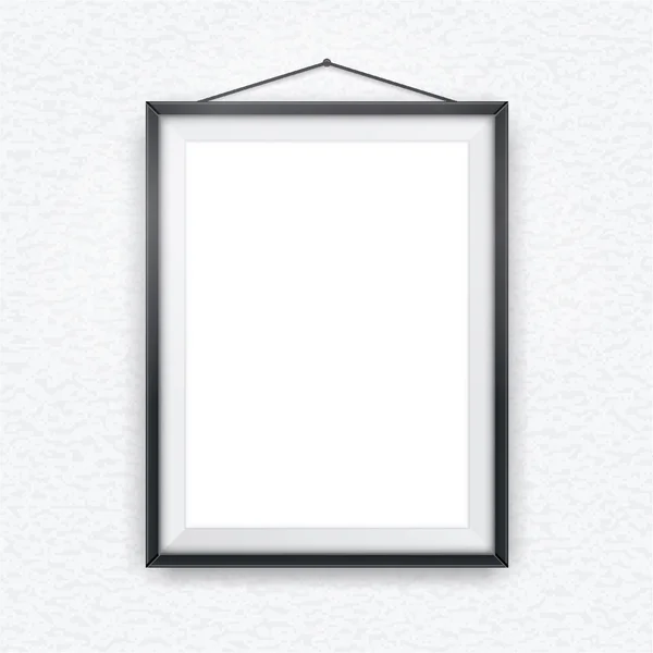 Black picture frame on a wall — Stock Vector