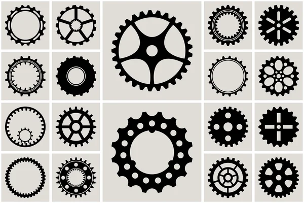 Cogs mecânicos e conjunto de rodas de engrenagem —  Vetores de Stock