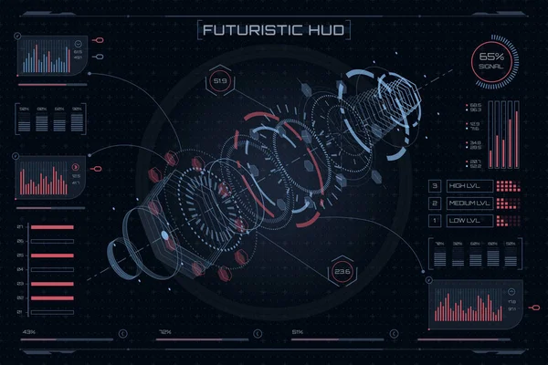 Futuristisches isometrisches Element im HUD-Stil. Benutzeroberfläche des Spiels. Set aus futuristischem Hightech-Element. Sci-Fi-Schnittstelle HUD — Stockvektor