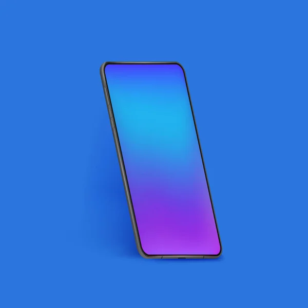Modèle réaliste de smartphone. Téléphone portable 3d avec écran couleur sur fond bleu. Modèle de téléphone portable moderne maquette — Image vectorielle