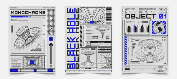 Posters Hud Elements Perspective Grid Futuristic Design Elements Chart Black — Vetor de Stock