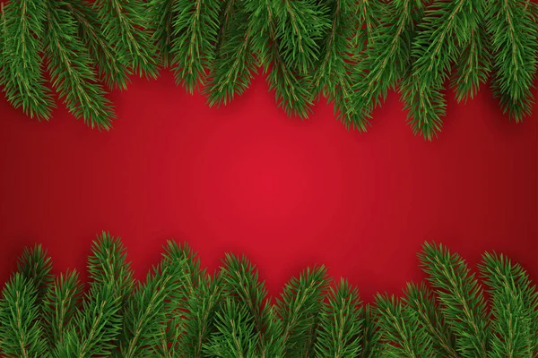 Árbol Navidad Verde Ramas Navidad Año Nuevo Frontera Invierno Con — Vector de stock