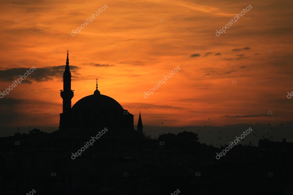 Mosquée Au Coucher Du Soleil à Istanbul Photographie
