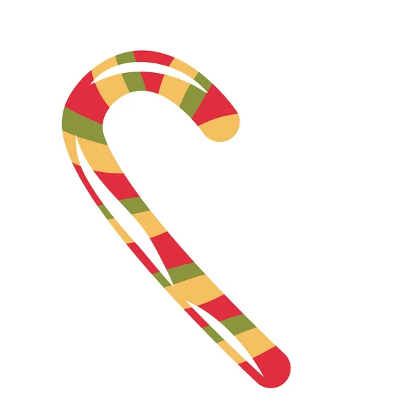 Randig julklubba spiral.Festlig dessert söt sockerrör. Vektorillustration. — Stock vektor
