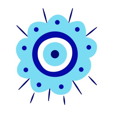 Evil eye greek amulet isolated. Turkish eye in blue for amulet and protection. Vector illustration in a flat style