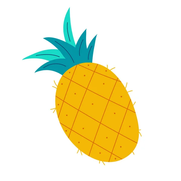 Illustration för dekorativ design. Ananas sommarfrukt isolerad på vit bakgrund.Platt vektor illustration. Friska ekologiska veganska livsmedel. — Stock vektor