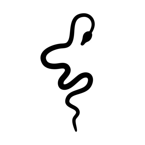 在白色背景上爬行的蛇的黑色轮廓 蛇爬行 平面矢量图形说明 简单的轮廓说明 — 图库矢量图片