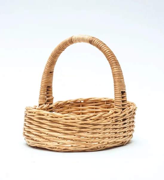 Vintage weave wicker basket isolated on white background — Stock Photo, Image