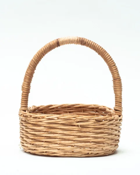 Vintage weave wicker basket isolated on white background — Stock Photo, Image