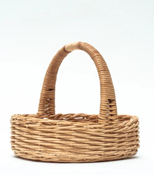 Vintage weave wicker basket isolated on white background — Stock Photo, Image