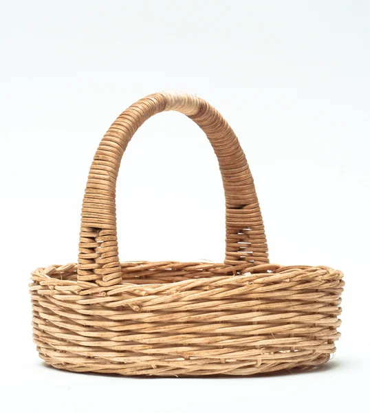 Vintage weave wicker basket isolated on white background — Stock Photo, Image