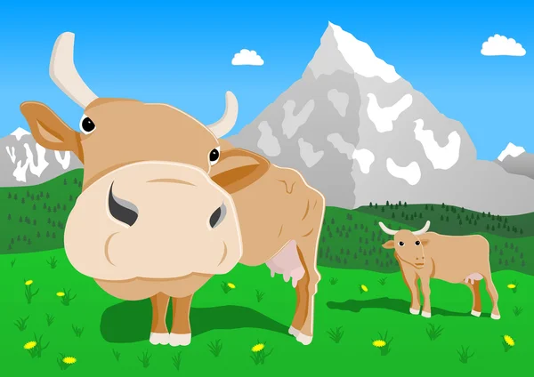 Αγελάδα στις Άλπεις — Διανυσματικό Αρχείο