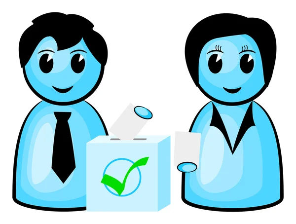 Two voters at a ballot box — Stock Vector