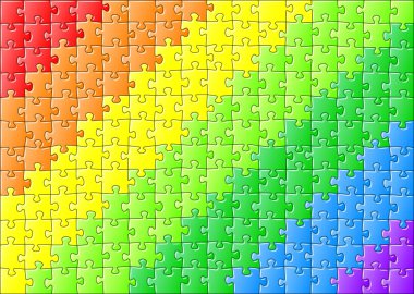 jigsaw puzzle in rainbow colors clipart