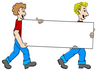 iki adam bir Pano taşıma