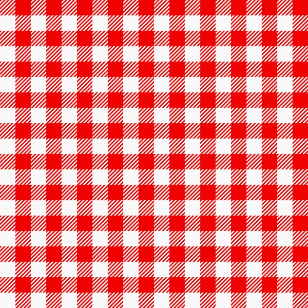 Red white plaid tablecloth — Stock Vector