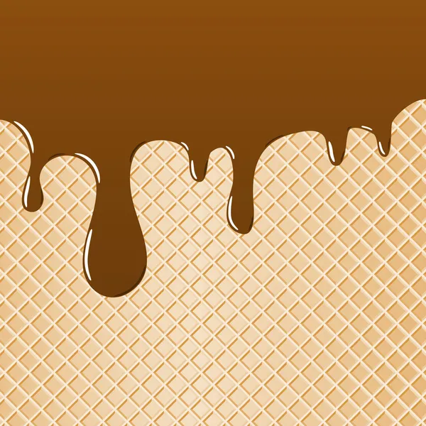 Gofre rematado con chocolate como fondo — Vector de stock