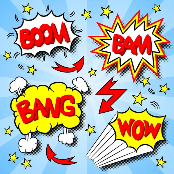 Cartoon text explosions — Stock Vector