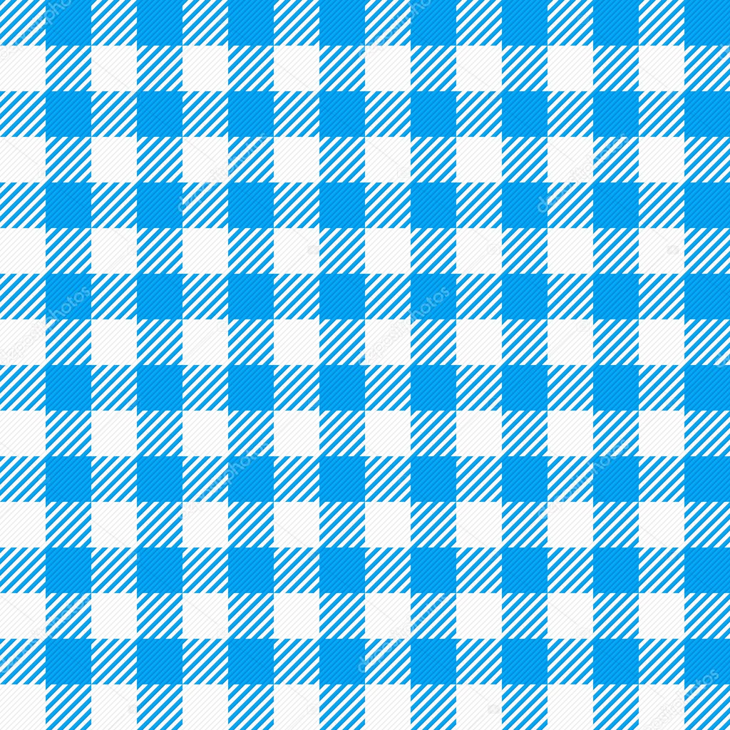 Blue white plaid tablecloth