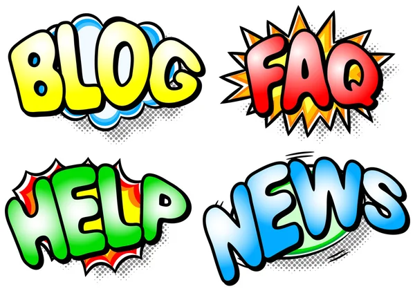 Effect bubbels blog faq help nieuws — Stockvector