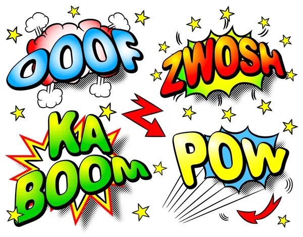 Oooh, zwosh, ka boom pow ile etkisi baloncuklar — Stok Vektör