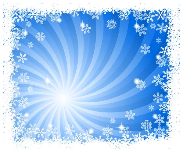 พื้นหลังเกล็ดหิมะหมุนสีฟ้านามธรรม — ภาพเวกเตอร์สต็อก