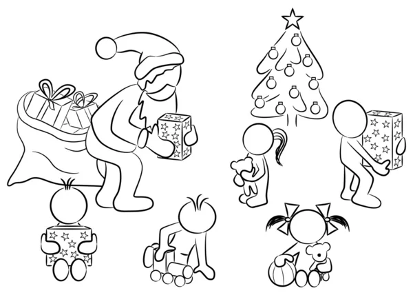 Distribution des cadeaux de Noël — Image vectorielle