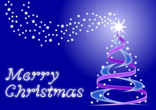 Vánoční přání s vánoční strom a hvězdy — Stockový vektor