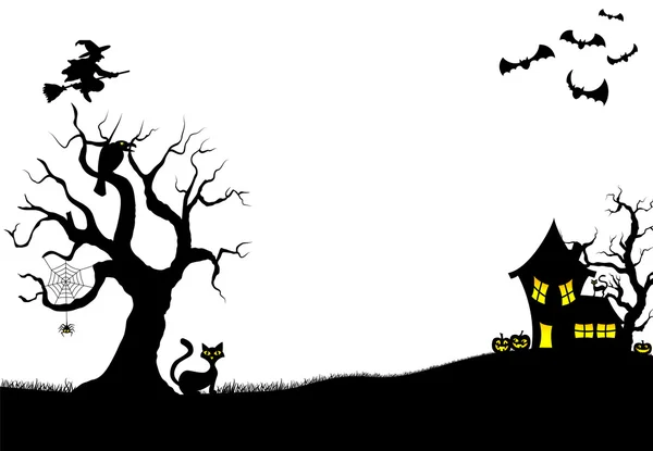 Halloween silhouet achtergrond — Stockvector