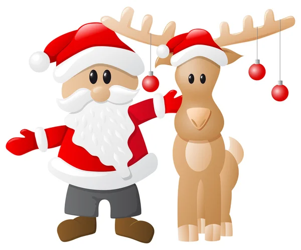 Santa Claus e renne — Vettoriale Stock