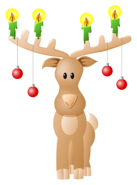 驯鹿蜡烛和圣诞小玩意 — 图库矢量图片