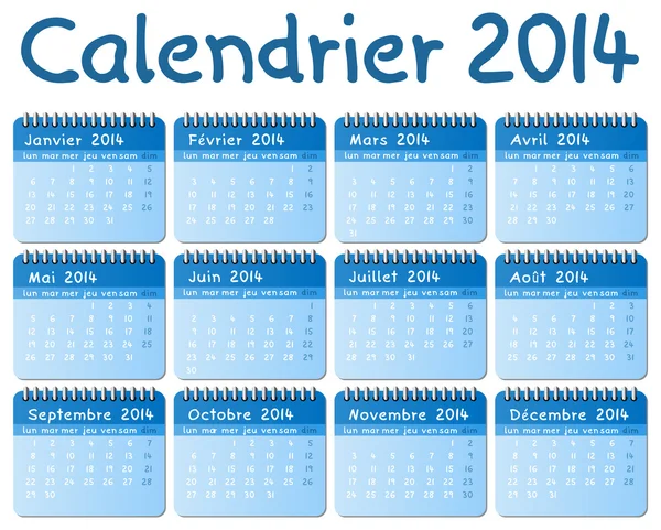 Calendário francês 2014 — Vetor de Stock