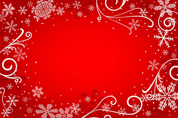 Fond de Noël rouge avec flocons de neige — Image vectorielle