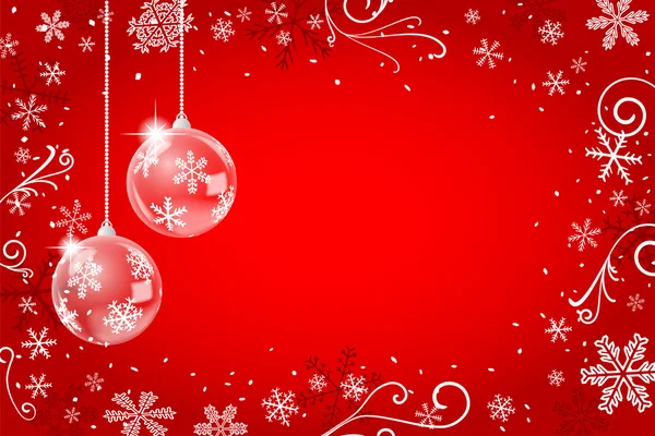 Röd jul bakgrund med snöflingor — Stock vektor