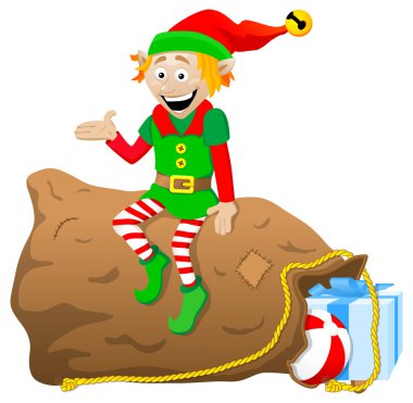 Beyaz arka planda Noel Elfi