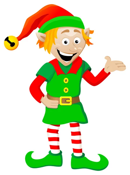 Christmas elf on white background — Stock Vector