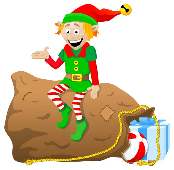 Christmas elf on white background — Stock Vector