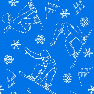 Dikişsiz snowboarder desen