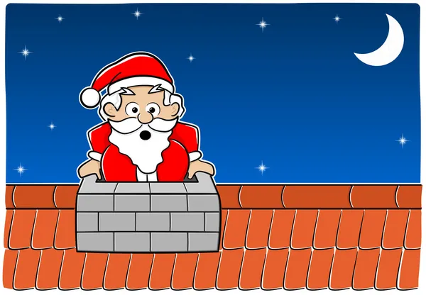 Papá Noel atrapado en la chimenea — Vector de stock