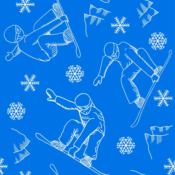 Sömlös snowboardåkare mönster — Stock vektor