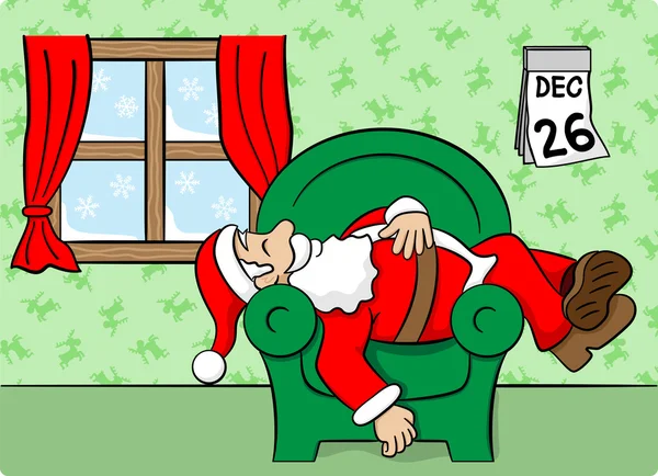 Santa claus después del trabajo — Vector de stock