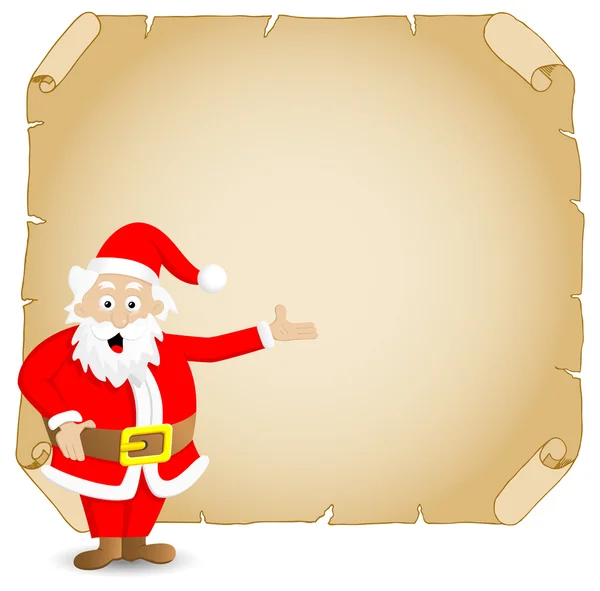 Santa claus and old parchment — Stock Vector