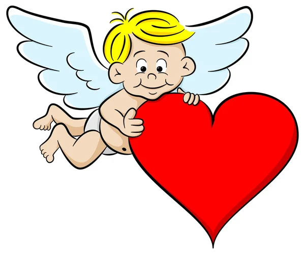 Cupido con corazón — Vector de stock