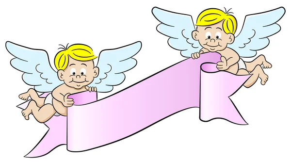 Cupido houden een banner — Stockvector